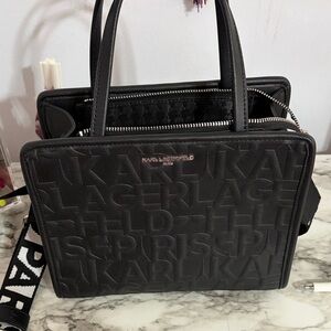 Karl Lagerfeld Black Embossed Satchel